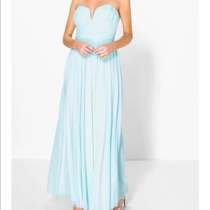 NWT BOOHOO Boutique Rouched Plunge Maxi Dress